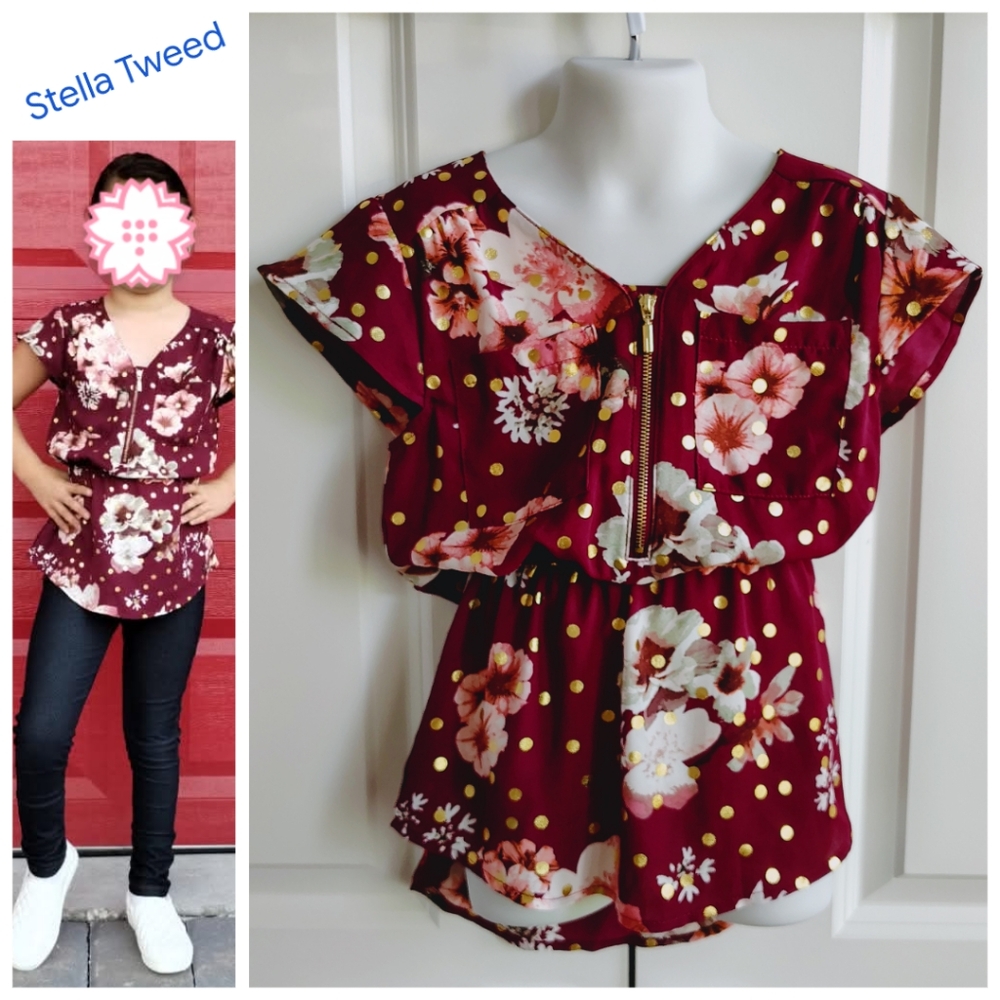 Maroon & Gold Zipper Peplum Top